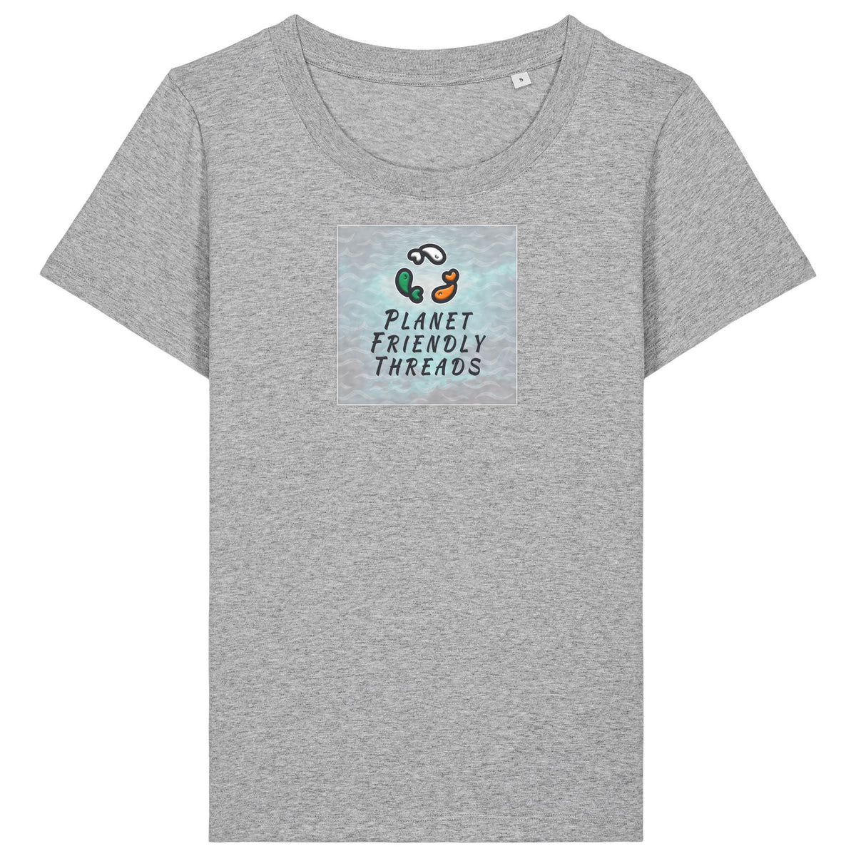 PFT Logo - SSSQUARE - Light Ocean | T-Shirt | Adult | Ladies Short Sleeve | 155gsm Fitted | Heather Grey
