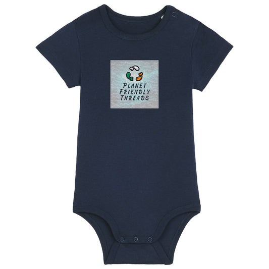 Planet Friendly Logo - Square - Ocean Light | Other | Baby | Onesie | 210gsm Fitted | French Navy