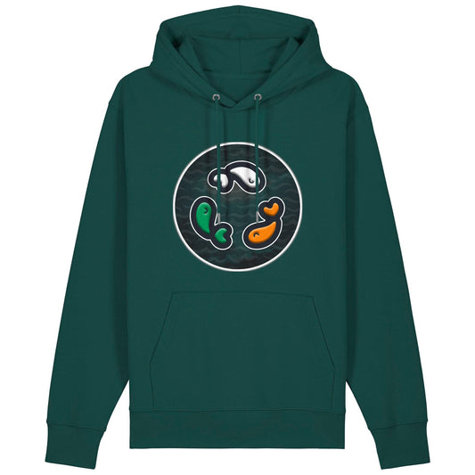 PFT Fish - Circle - Dark | Hoodie | Adult | Cosy | 350gsm Medium Fit | Glazed Green