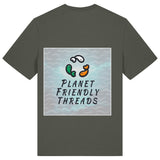 Planet Friendly Logo - Square - Ocean Light | T-Shirt | Adult | Crewneck Short Sleeve | 180gsm Medium Fit | Khaki