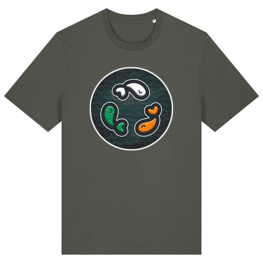 PFT Fish - Circle - Dark | T-Shirt | Adult | Crewneck Short Sleeve | 180gsm Medium Fit | Khaki