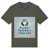 Planet Friendly Logo - Square - Ocean Light | T-Shirt | Adult | Crewneck Short Sleeve | 180gsm Medium Fit | Khaki