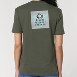 Planet Friendly Logo - Square - Ocean Light | T-Shirt | Adult | Crewneck Short Sleeve | 180gsm Medium Fit | Khaki