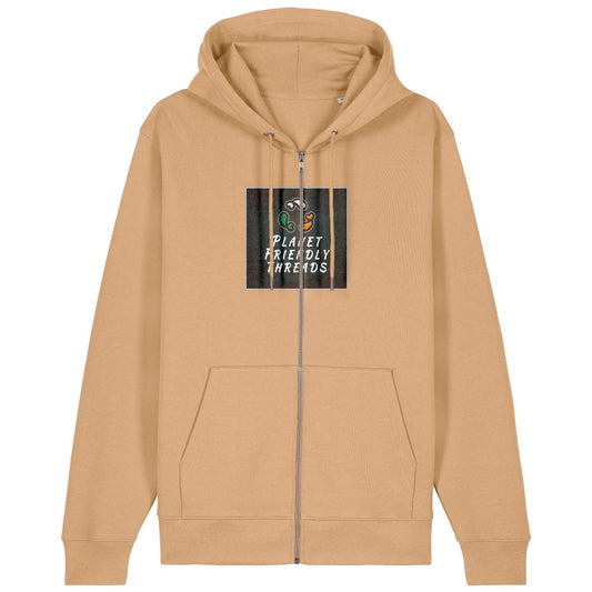 PFT Logo - dark | Hoodie | Adult | Zip | 350gsm Medium Fit | Latte