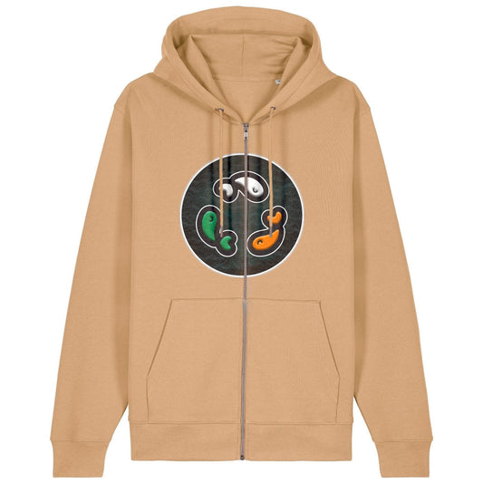 PFT Fish - Circle - Dark | Hoodie | Adult | Zip | 350gsm Medium Fit | Latte