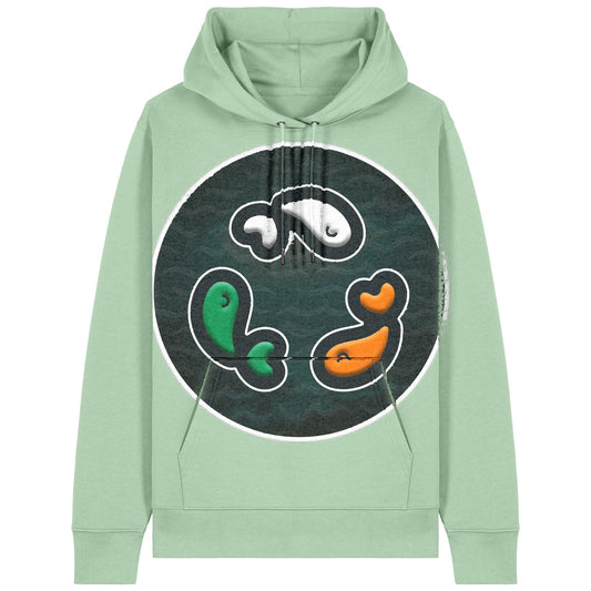 PFT Fish - Circle - Dark | Hoodie | Adult | Cosy | 350gsm Medium Fit | Misty Jade