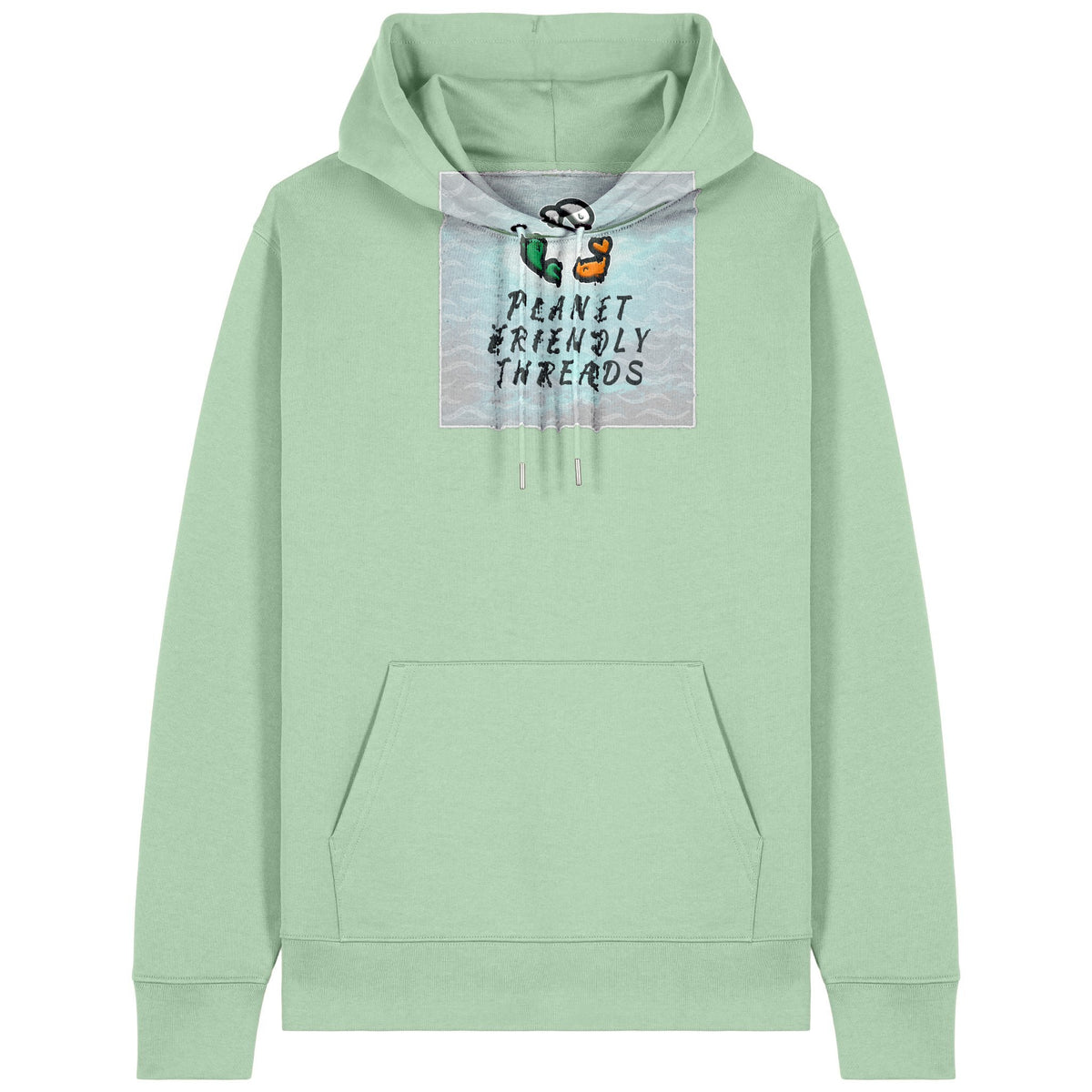 Planet Friendly Logo - Square - Ocean Light | Hoodie | Adult | Cosy | 350gsm Medium Fit | Misty Jade