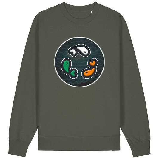 PFT Fish - Circle - Dark | Jumper | Adult | Crewneck | 350gsm Medium Fit | Khaki