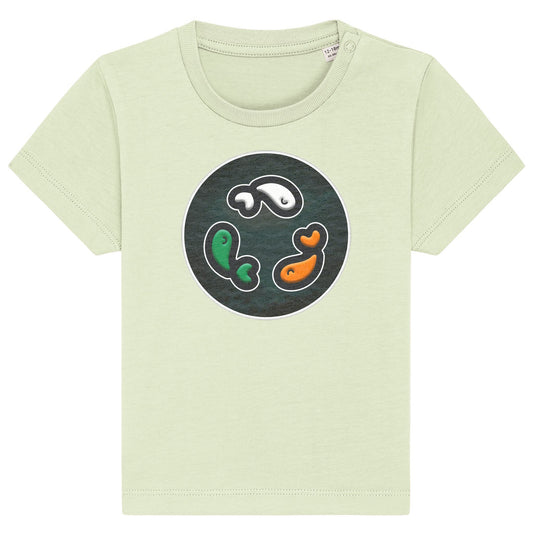 PFT Fish - Circle - Dark | T-Shirt | Baby | Crewneck Short Sleeve | 155gsm Medium Fit | Stem Green