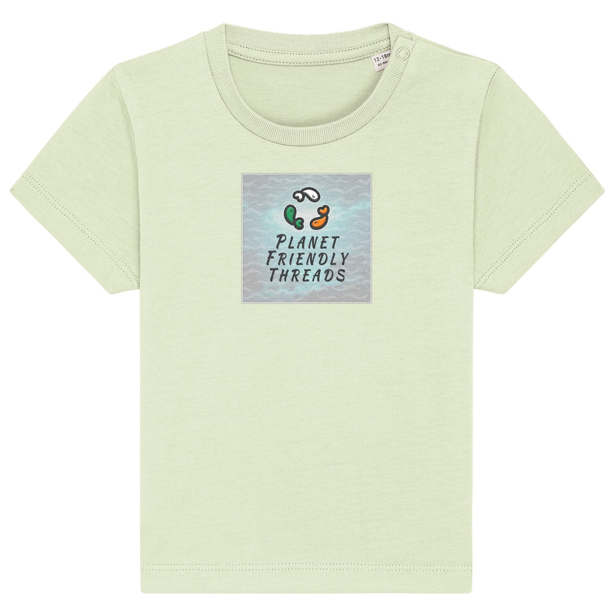 PFT Logo - SSSQUARE - Light Ocean | T-Shirt | Baby | Crewneck Short Sleeve | 155gsm Medium Fit | Stem Green