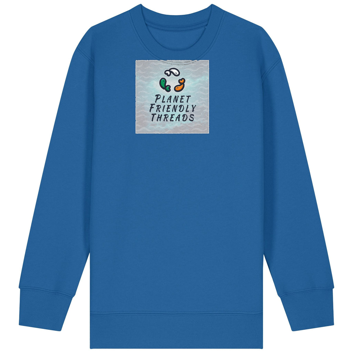 Planet Friendly Logo - Square - Ocean Light | Jumper | Kids | Crewneck | 300gsm Medium Fit | Royal Blue