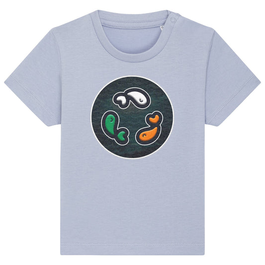 PFT Fish - Circle - Dark | T-Shirt | Baby | Crewneck Short Sleeve | 155gsm Medium Fit | Serene Blue