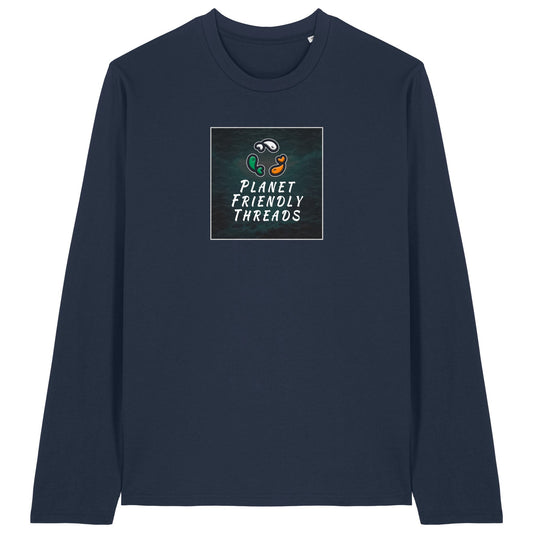PFT Logo - dark | T-Shirt | Adult | Crewneck Long Sleeve | 180gsm Medium Fit | French Navy