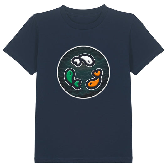 PFT Fish - Circle - Dark | T-Shirt | Kids | Crewneck Short Sleeve | 155gsm Medium Fit | French Navy