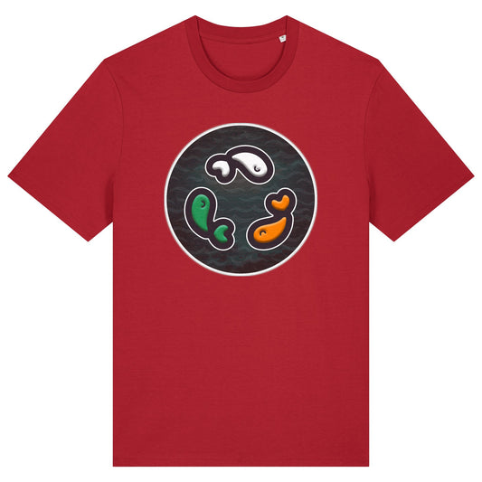 PFT Fish - Circle - Dark | T-Shirt | Adult | Crewneck Short Sleeve | 180gsm Medium Fit | Red