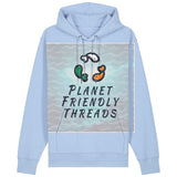 Planet Friendly Logo - Square - Ocean Light | Hoodie | Adult | Cosy | 350gsm Medium Fit | Blue Soul