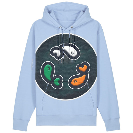 PFT Fish - Circle - Dark | Hoodie | Adult | Cosy | 350gsm Medium Fit | Blue Soul