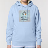 Planet Friendly Logo - Square - Ocean Light | Hoodie | Adult | Cosy | 350gsm Medium Fit | Blue Soul