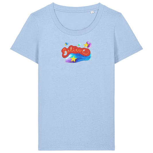 Believe 2 | T-Shirt | Adult | Ladies Short Sleeve | 155gsm Fitted | Blue soul