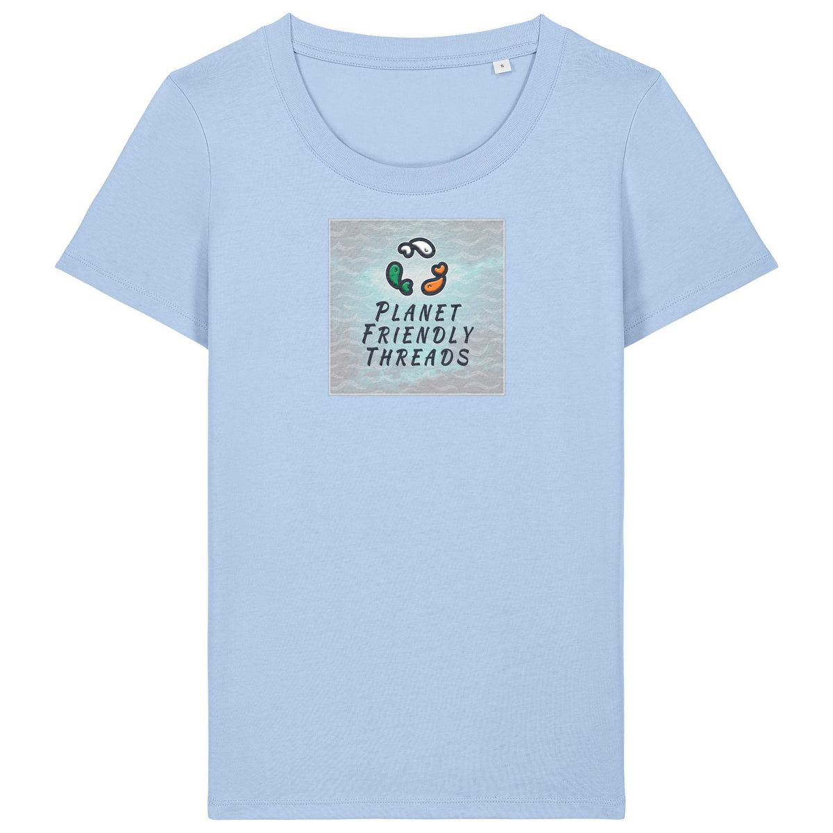 PFT Logo - SSSQUARE - Light Ocean | T-Shirt | Adult | Ladies Short Sleeve | 155gsm Fitted | Blue soul