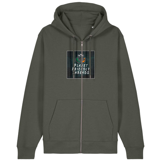 PFT Logo - dark | Hoodie | Adult | Zip | 350gsm Medium Fit | Khaki