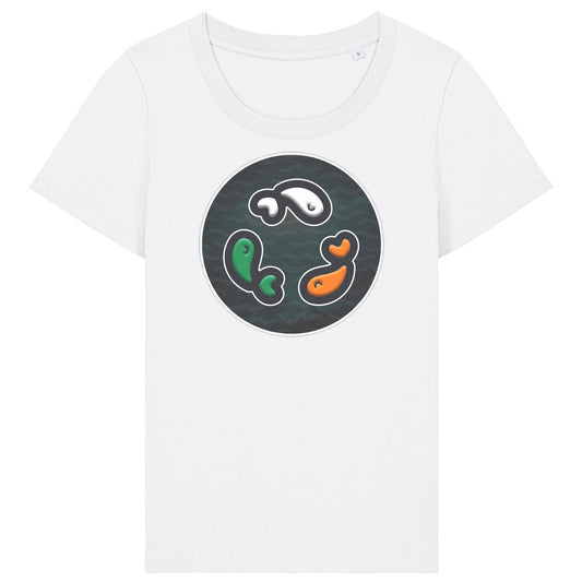 PFT Fish - Circle - Dark | T-Shirt | Adult | Ladies Short Sleeve | 155gsm Fitted | White