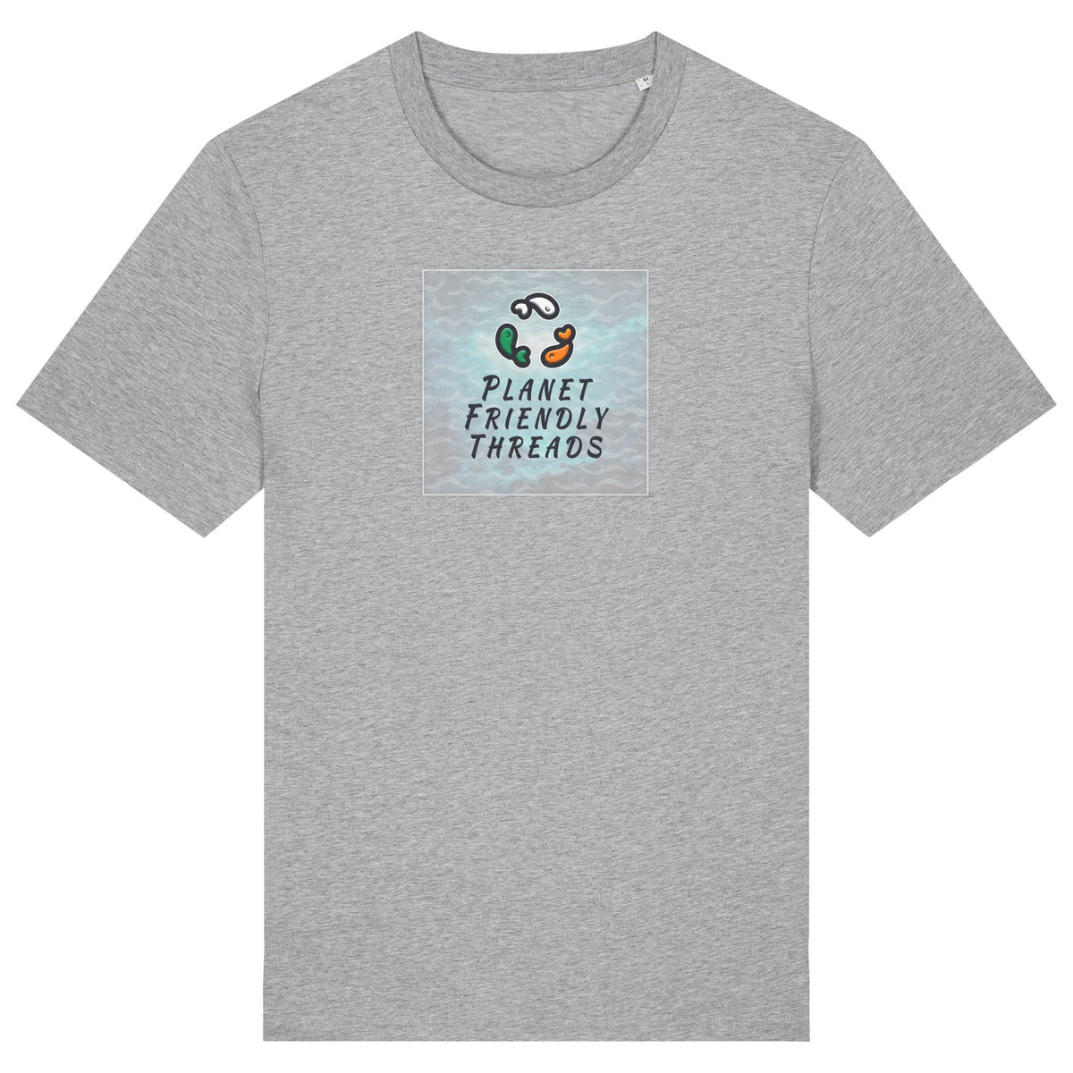 PFT Logo - SSSQUARE - Light Ocean | T-Shirt | Adult | Crewneck Short Sleeve | 180gsm Medium Fit | Heather Grey