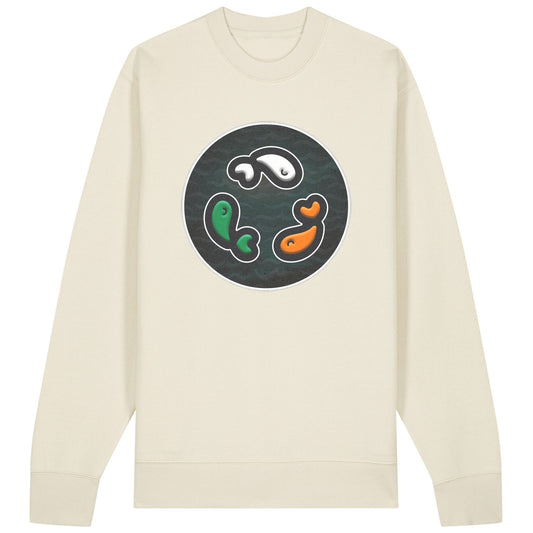 PFT Fish - Circle - Dark | Jumper | Adult | Crewneck | 350gsm Medium Fit | Natural Raw