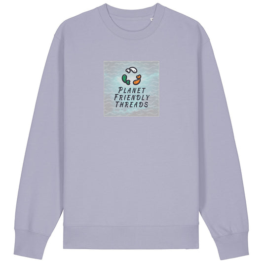 Planet Friendly Logo - Square - Ocean Light | Jumper | Adult | Crewneck | 350gsm Medium Fit | Lavender