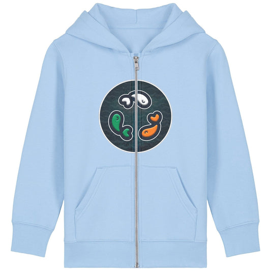 PFT Fish - Circle - Dark | Hoodie | Kids | Zip | 300gsm Medium Fit | Blue Soul