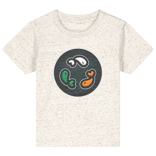 PFT Fish - Circle - Dark | T-Shirt | Baby | Crewneck Short Sleeve | 155gsm Medium Fit | Eco-Heather