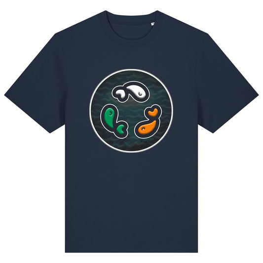 PFT Fish - Circle - Dark | T-Shirt | Adult | Crewneck Short Sleeve | 215gsm Relaxed Fit | French Navy