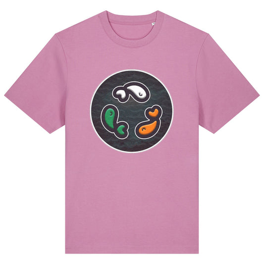 PFT Fish - Circle - Dark | T-Shirt | Adult | Crewneck Short Sleeve | 215gsm Relaxed Fit | Bubble Pink