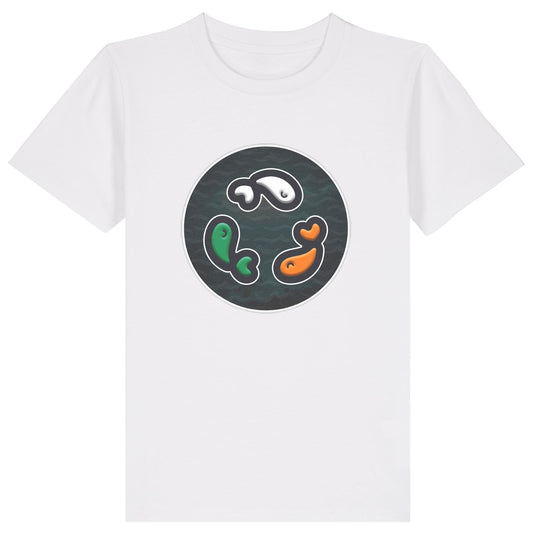 PFT Fish - Circle - Dark | T-Shirt | Kids | Crewneck Short Sleeve | 155gsm Medium Fit | White