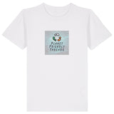 PFT Logo - SSSQUARE - Light Ocean | T-Shirt | Kids | Crewneck Short Sleeve | 155gsm Medium Fit | White