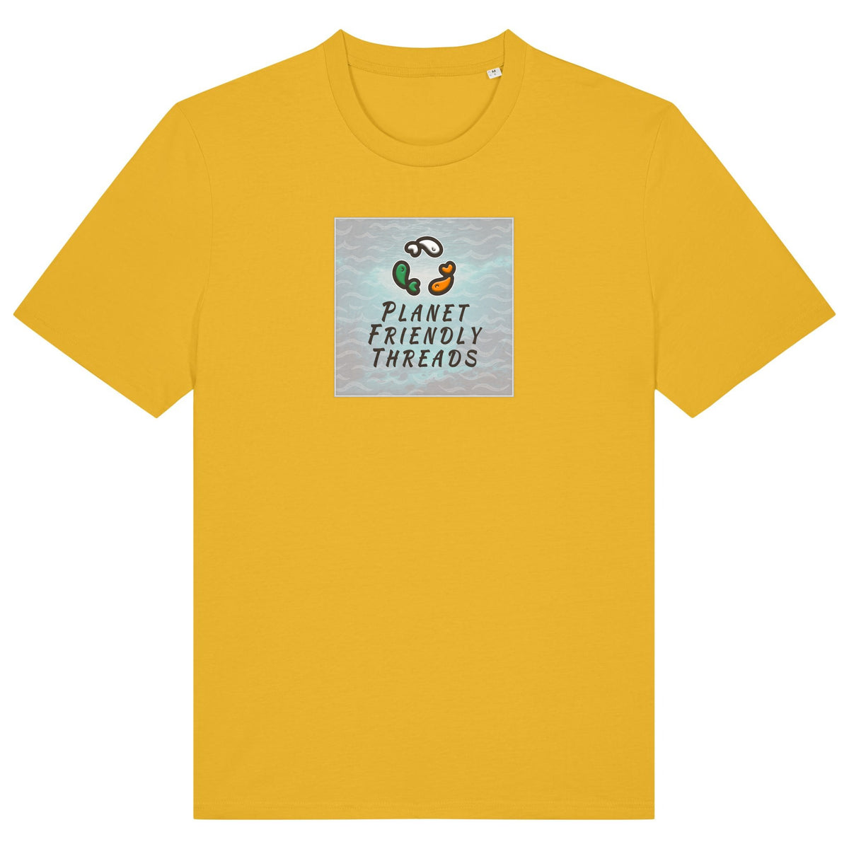 PFT Logo - SSSQUARE - Light Ocean | T-Shirt | Adult | Crewneck Short Sleeve | 180gsm Medium Fit | Spectra Yellow