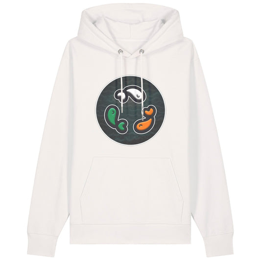PFT Fish - Circle - Dark | Hoodie | Adult | Cosy | 350gsm Medium Fit | Off White