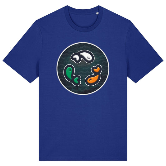 PFT Fish - Circle - Dark | T-Shirt | Adult | Crewneck Short Sleeve | 180gsm Medium Fit | Worker Blue