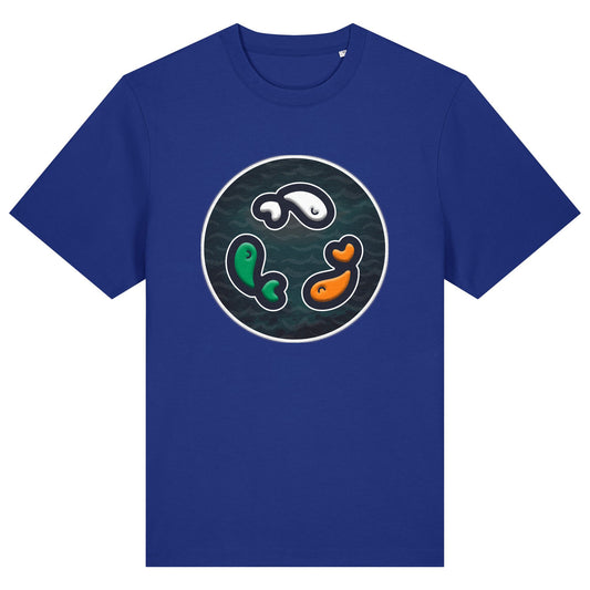 PFT Fish - Circle - Dark | T-Shirt | Adult | Crewneck Short Sleeve | 215gsm Relaxed Fit | Worker Blue