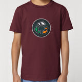 PFT Fish - Circle - Dark | T-Shirt | Kids | Crewneck Short Sleeve | 155gsm Medium Fit | Burgundy