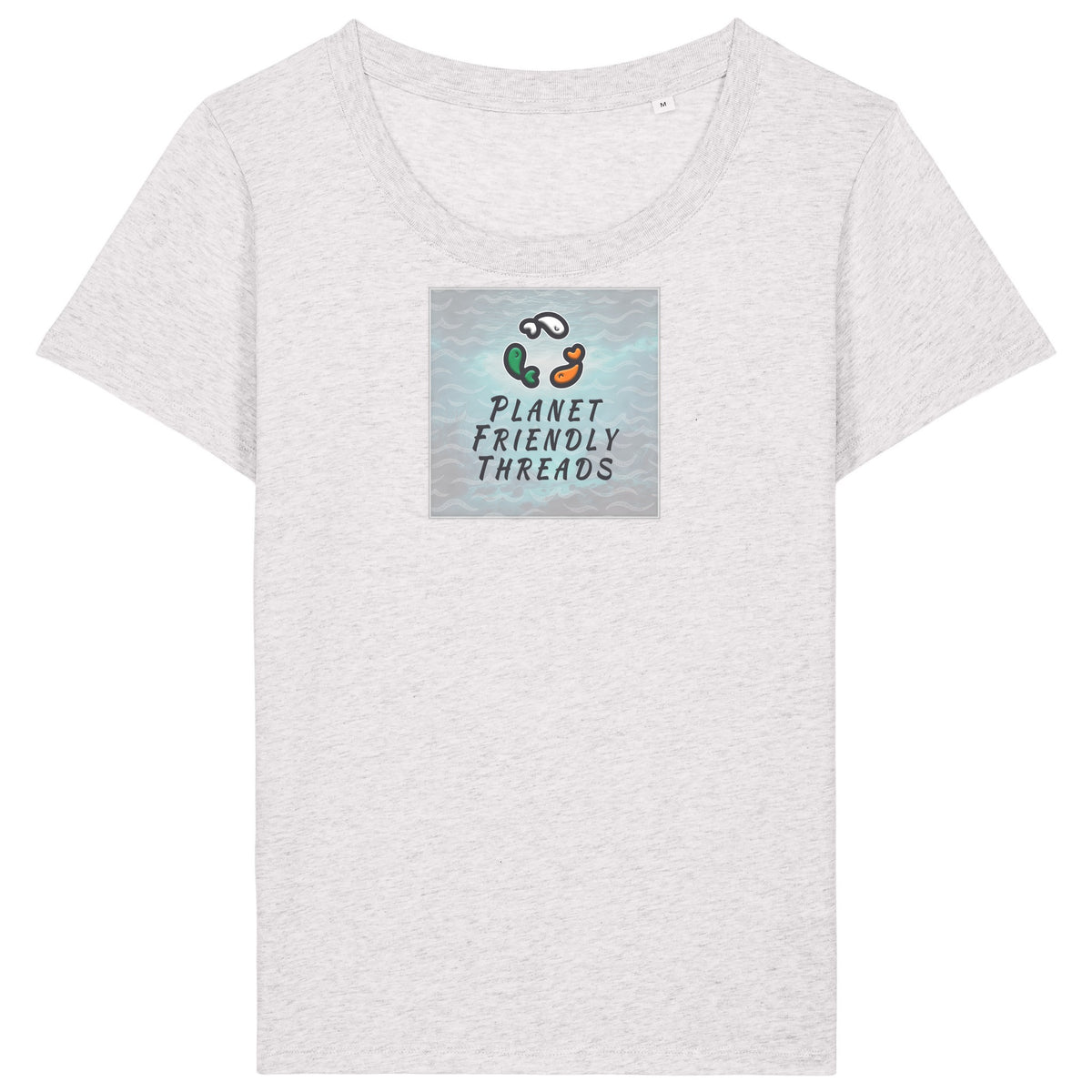 PFT Logo - SSSQUARE - Light Ocean | T-Shirt | Adult | Ladies Short Sleeve | 155gsm Fitted | Cool Heather Grey