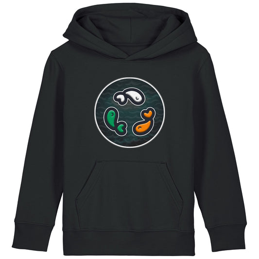 PFT Fish - Circle - Dark | Hoodie | Kids | Cosy | 300gsm Medium Fit | Black