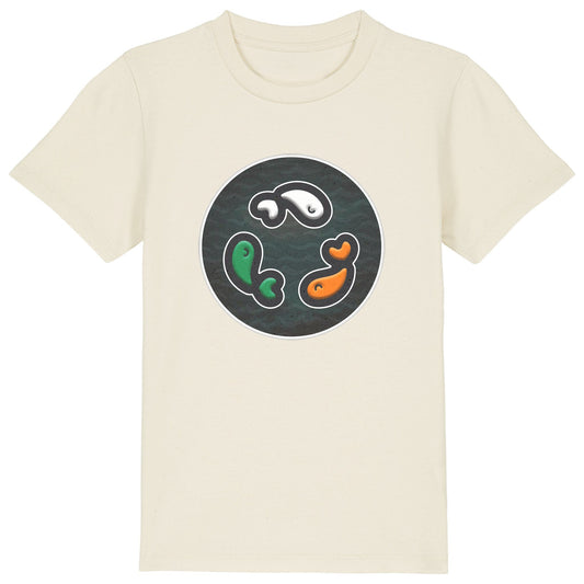 PFT Fish - Circle - Dark | T-Shirt | Kids | Crewneck Short Sleeve | 155gsm Medium Fit | Natural Raw