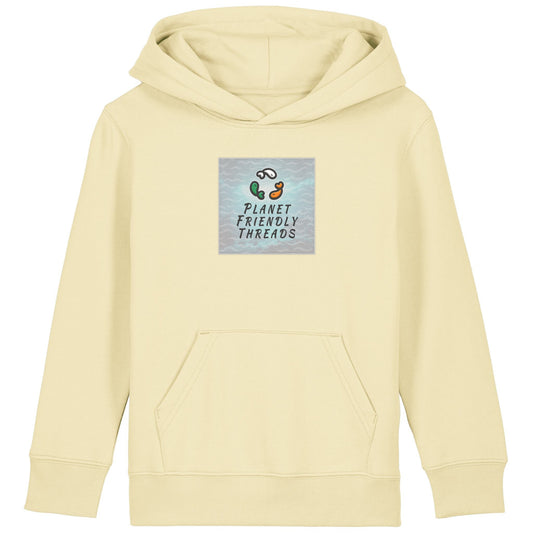 Planet Friendly Logo - Square - Ocean Light | Hoodie | Kids | Cosy | 300gsm Medium Fit | Butter