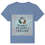 Planet Friendly Logo - Square - Ocean Light | T-Shirt | Baby | Crewneck Short Sleeve | 155gsm Medium Fit | Mid Heather Blue