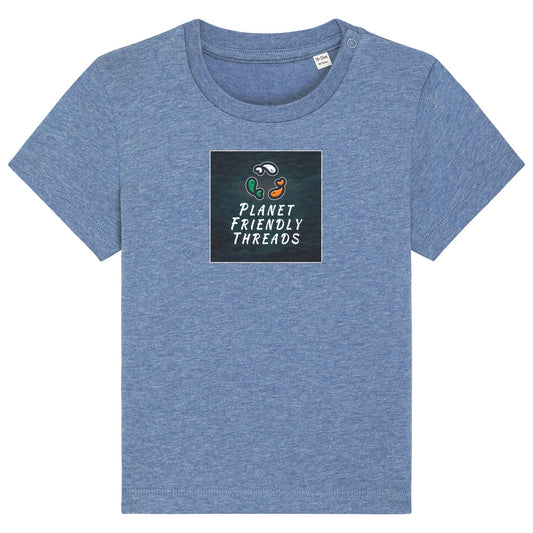 PFT Logo - dark | T-Shirt | Baby | Crewneck Short Sleeve | 155gsm Medium Fit | Mid Heather Blue