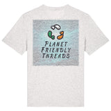 Planet Friendly Logo - Square - Ocean Light | T-Shirt | Adult | Crewneck Short Sleeve | 180gsm Medium Fit | Cool Heather Grey