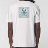 Planet Friendly Logo - Square - Ocean Light | T-Shirt | Adult | Crewneck Short Sleeve | 180gsm Medium Fit | Cool Heather Grey