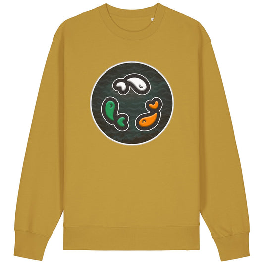 PFT Fish - Circle - Dark | Jumper | Adult | Crewneck | 350gsm Medium Fit | Ochre