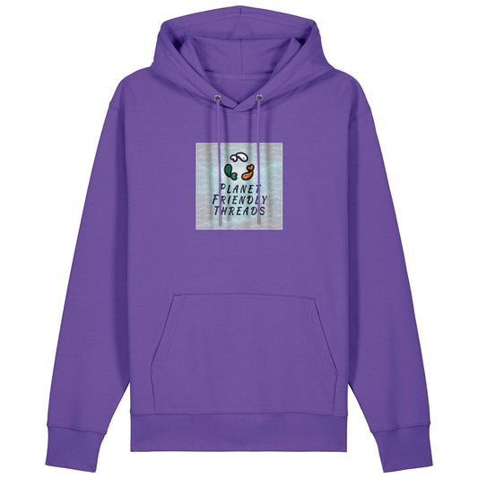 Planet Friendly Logo - Square - Ocean Light | Hoodie | Adult | Cosy | 350gsm Medium Fit | Purple Love